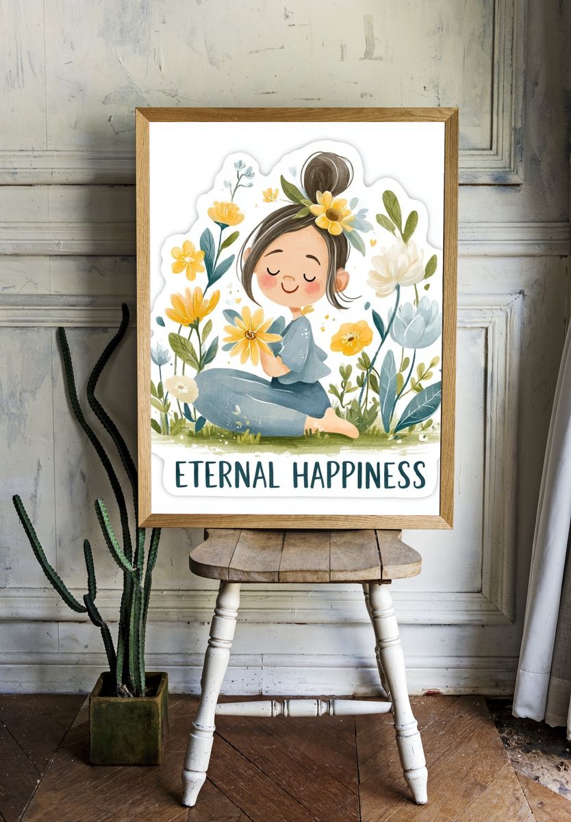 Eternal Happiness Typography Poster. — room view 1