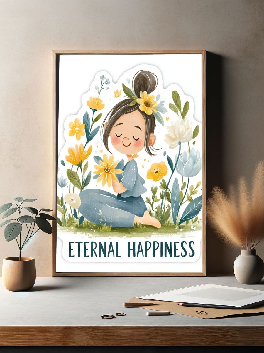 Eternal Happiness Typography Poster. — room view 2