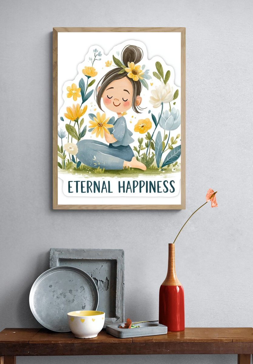 Eternal Happiness Typography Poster. — room view 3