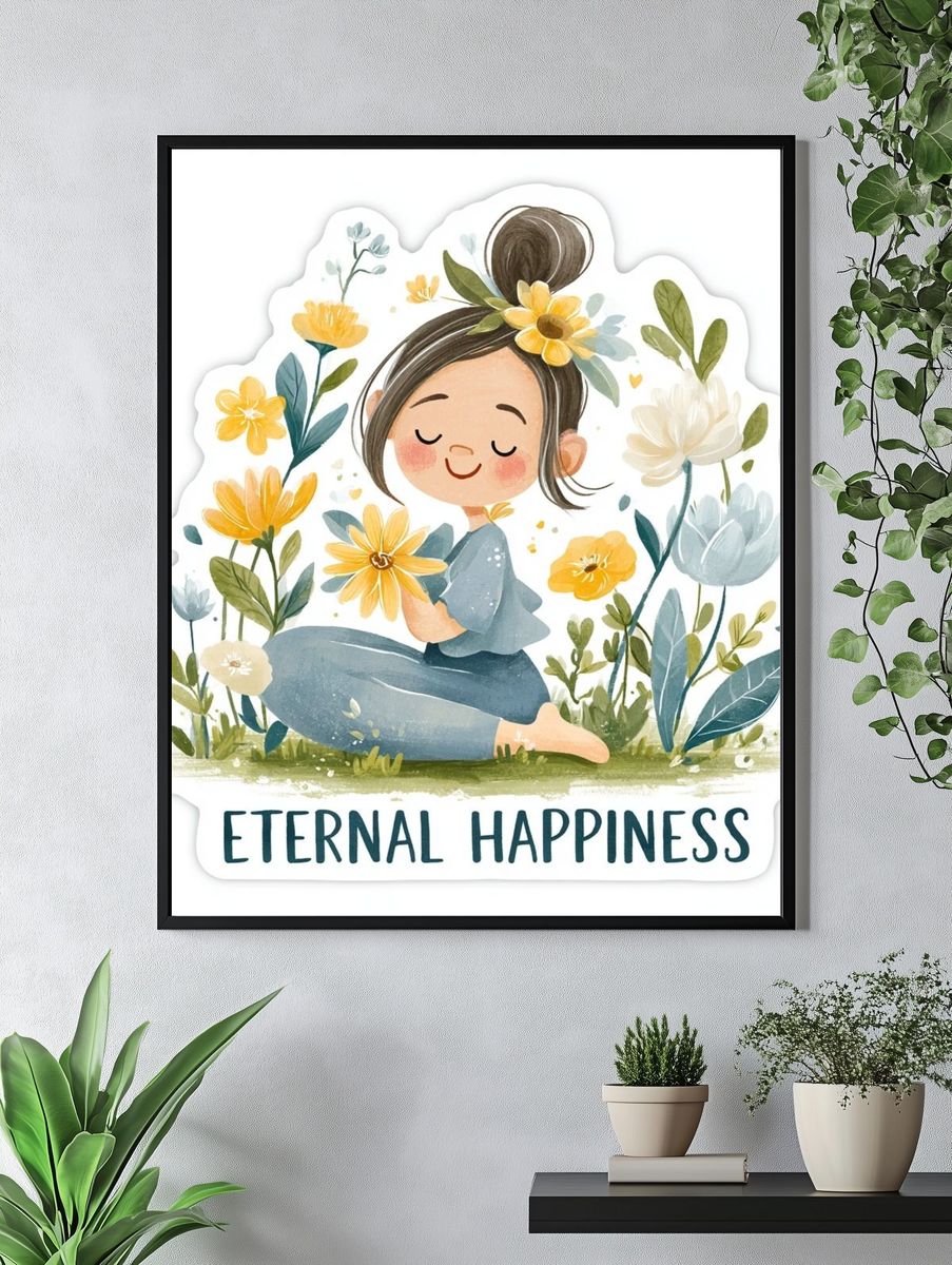 Eternal Happiness Typography Poster. — room view 4