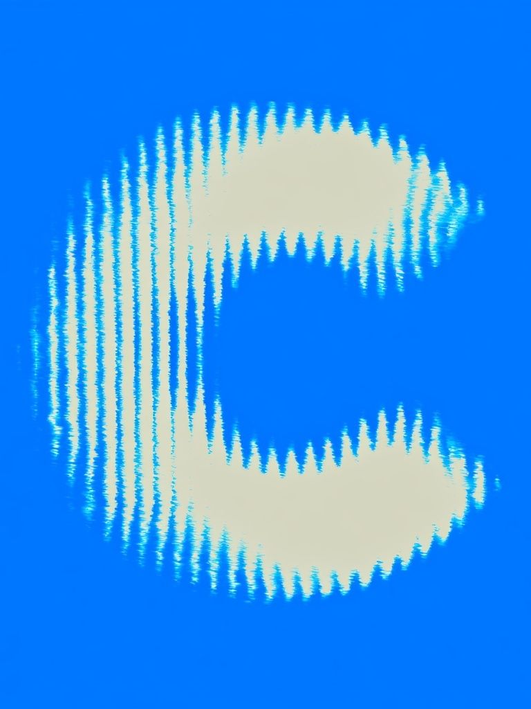 Blue C Glitch Abstract Poster. poster — typography art