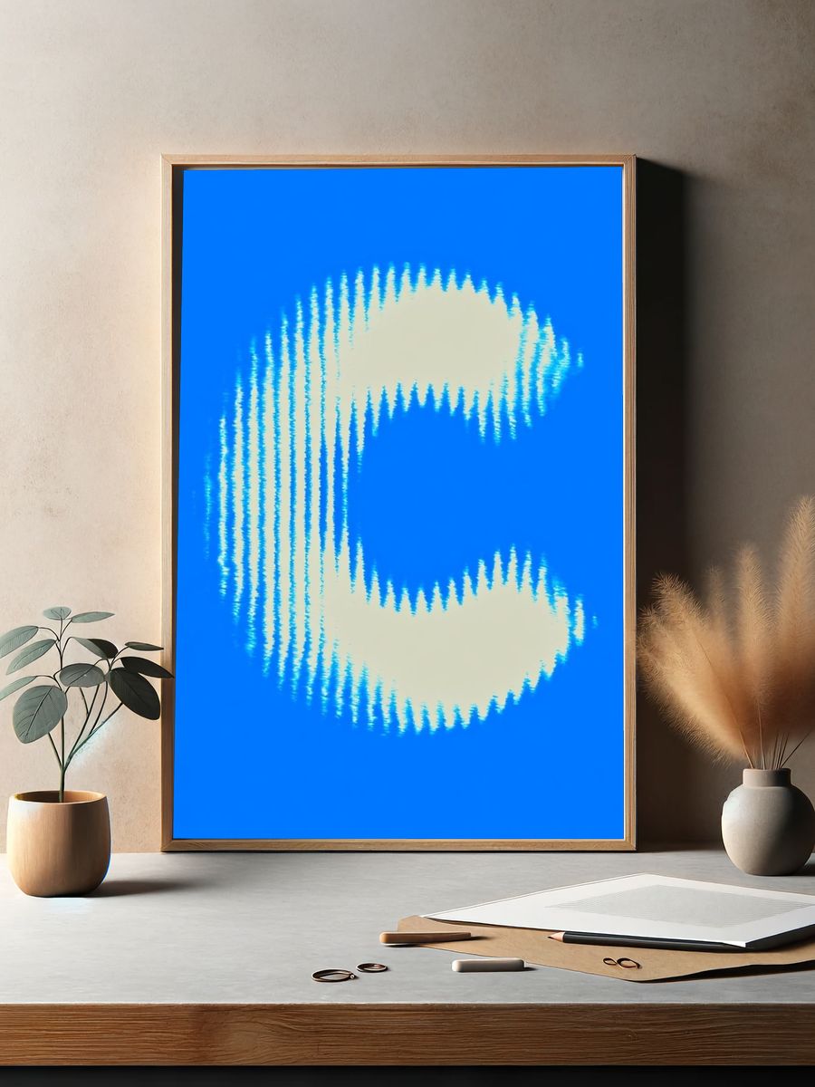 Blue C Glitch Abstract Poster. — room view 2