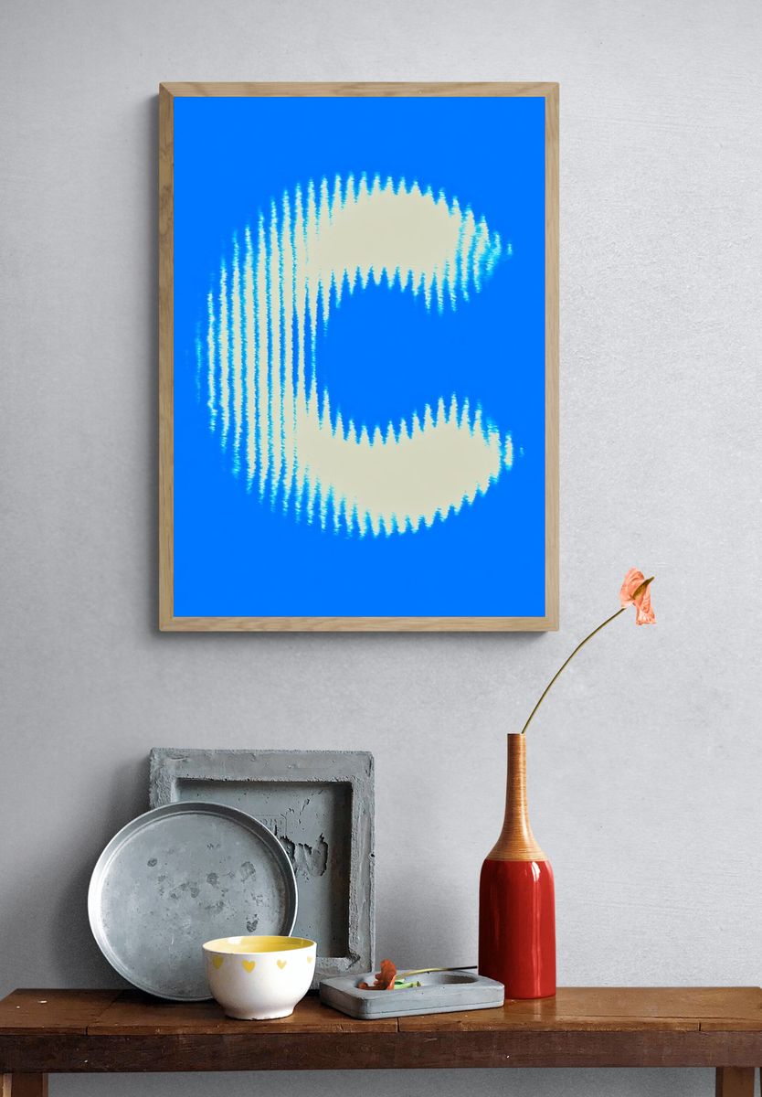 Blue C Glitch Abstract Poster. — room view 3