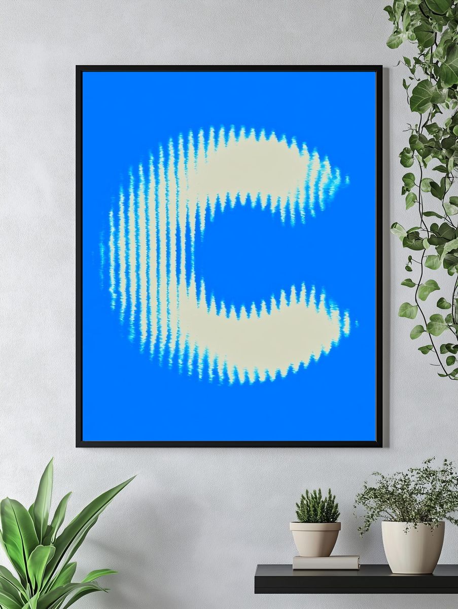Blue C Glitch Abstract Poster. — room view 4