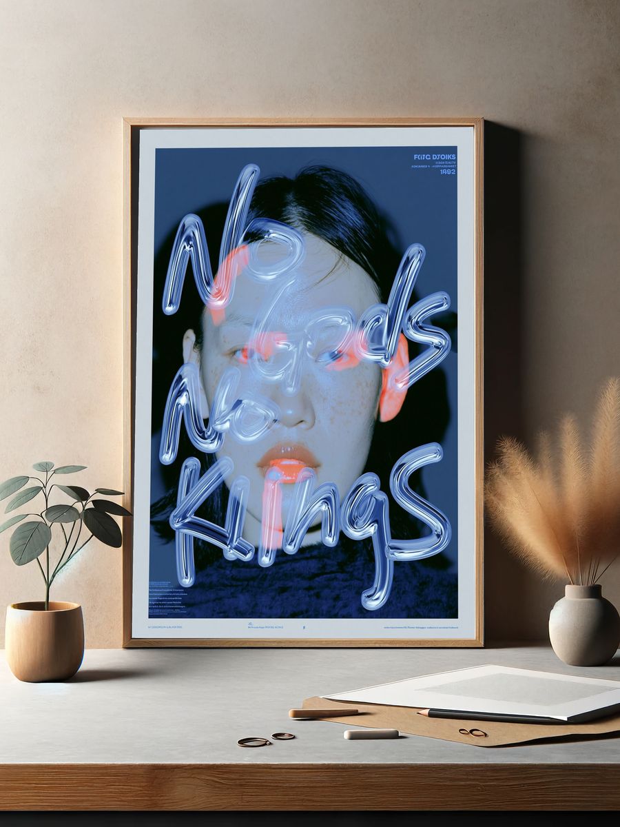 Neon Face Typography Poster. — room view 2