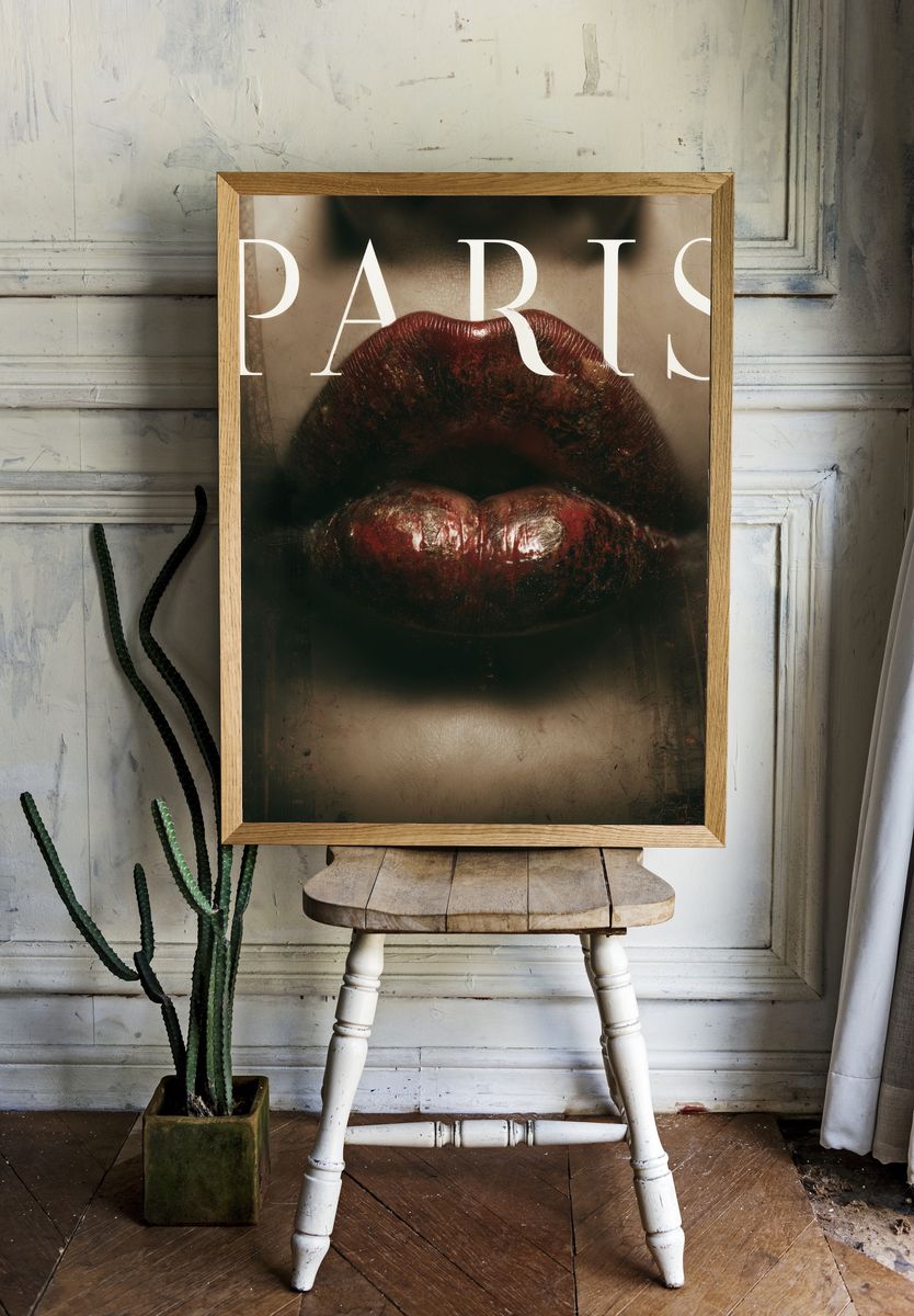 Paris Lips Typography Poster. — room view 1