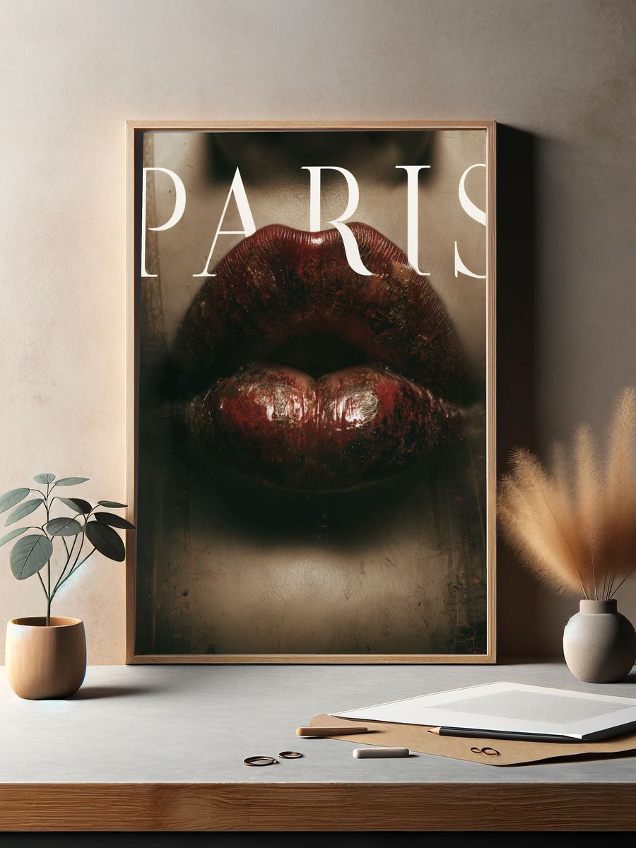 Paris Lips Typography Poster. — room view 2