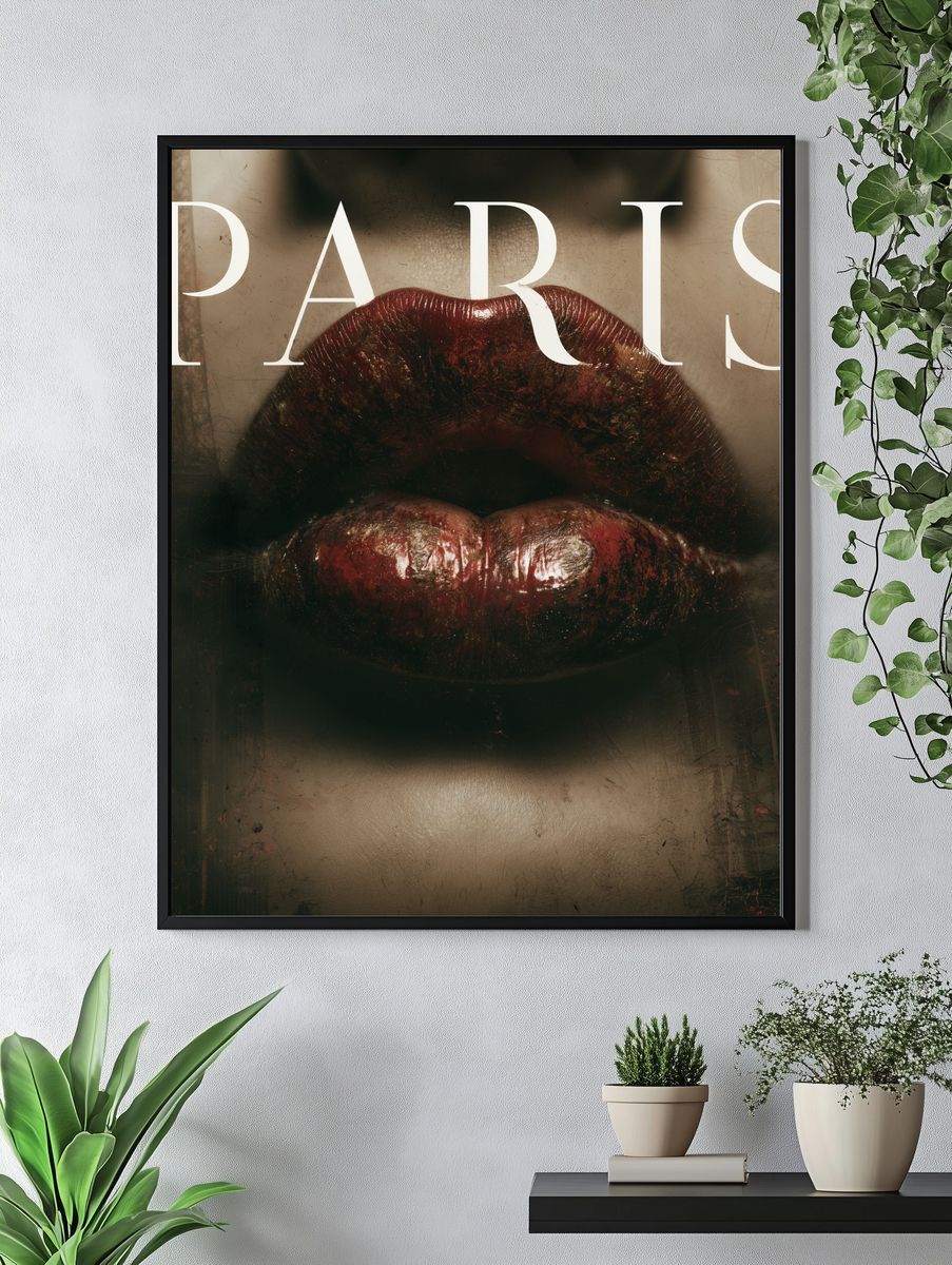 Paris Lips Typography Poster. — room view 4