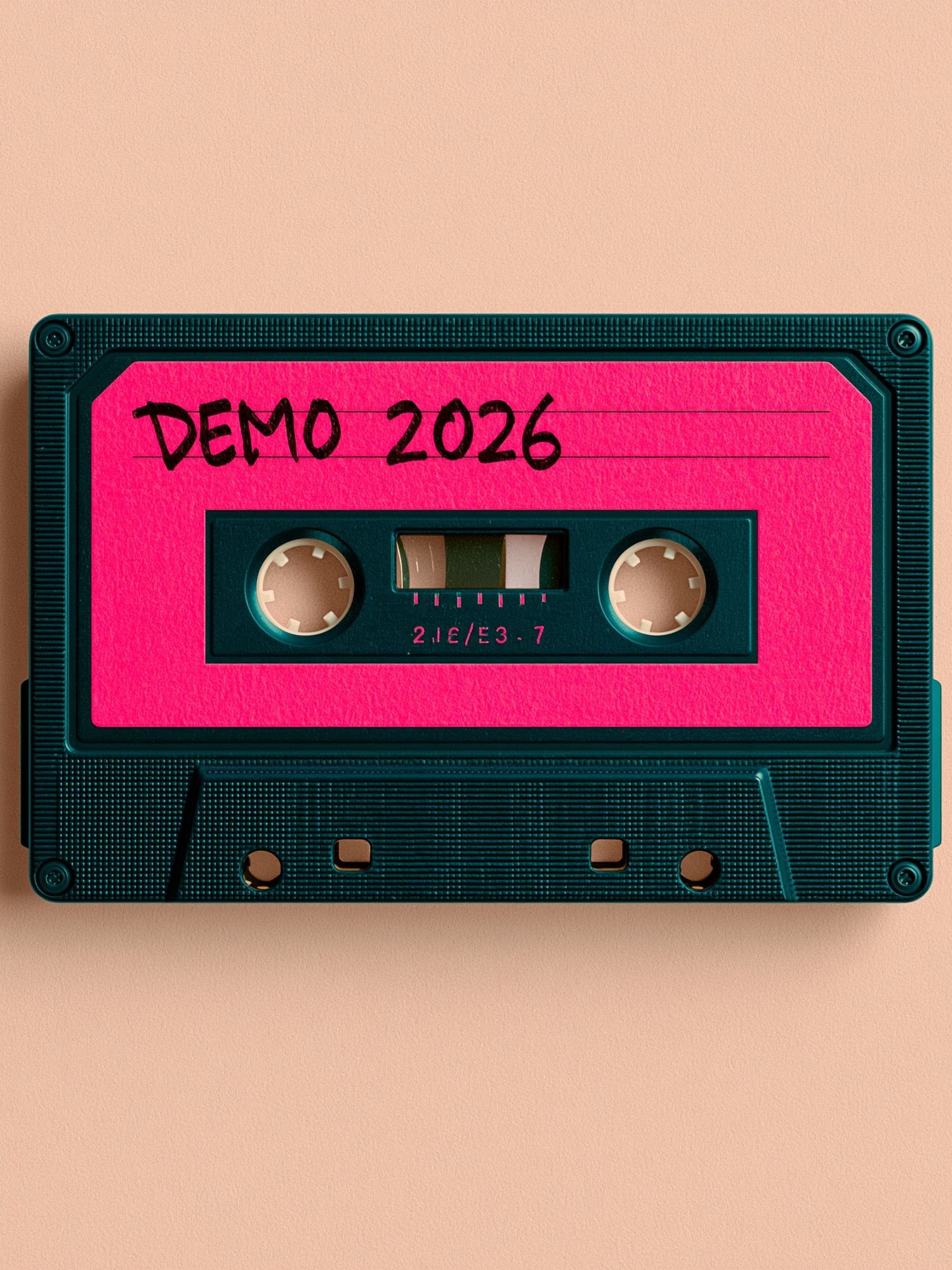 Demo 2026 Cassette Typography Poster. poster — typography art