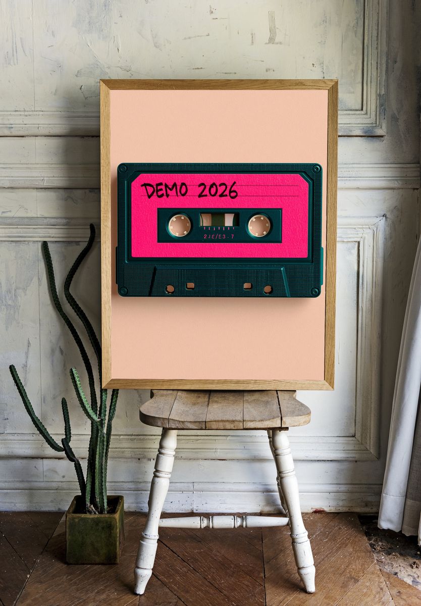Demo 2026 Cassette Typography Poster. — room view 1