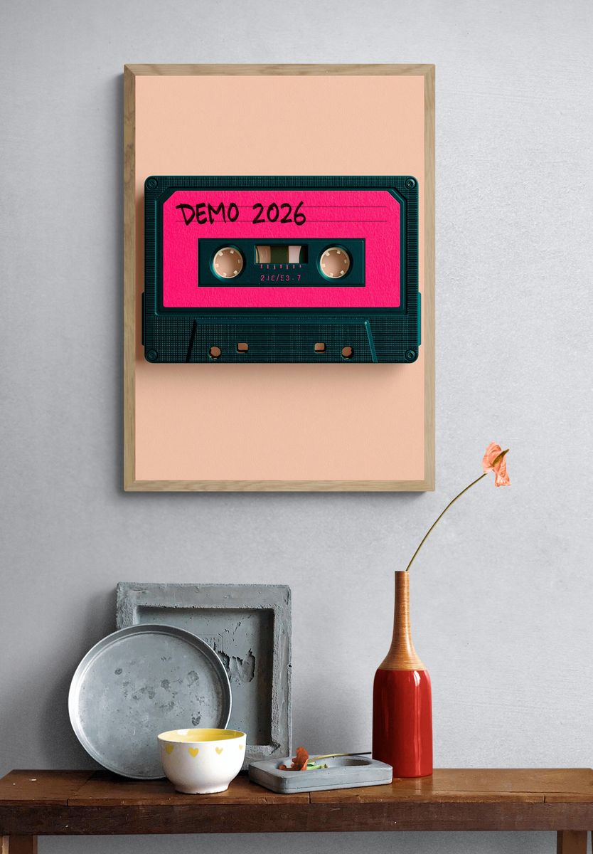 Demo 2026 Cassette Typography Poster. — room view 3
