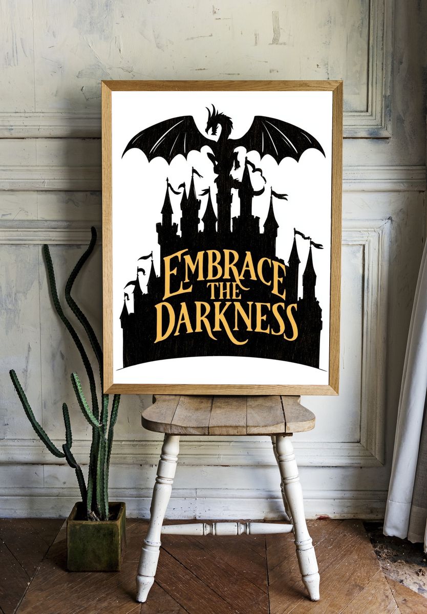 Embrace the Darkness Gothic Typography Poster. — room view 1
