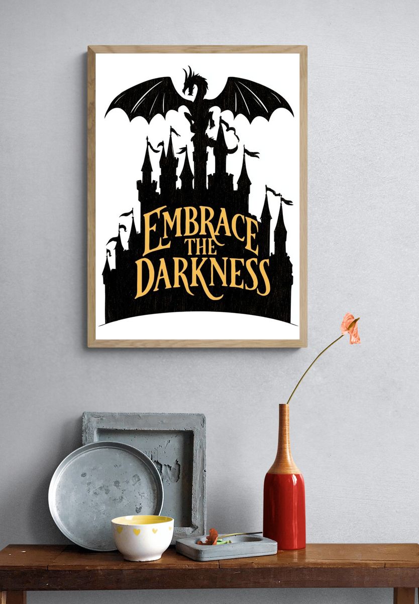 Embrace the Darkness Gothic Typography Poster. — room view 3