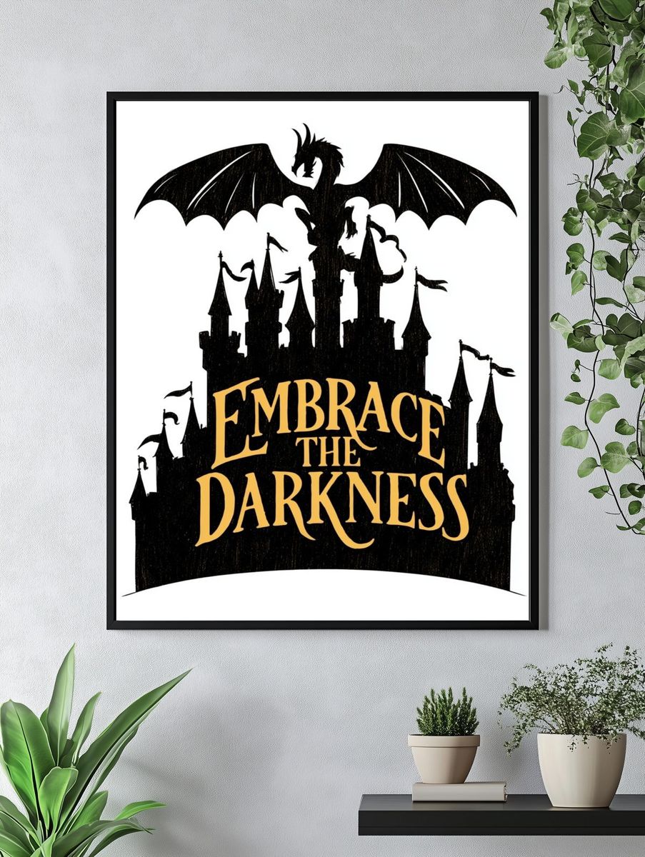 Embrace the Darkness Gothic Typography Poster. — room view 4