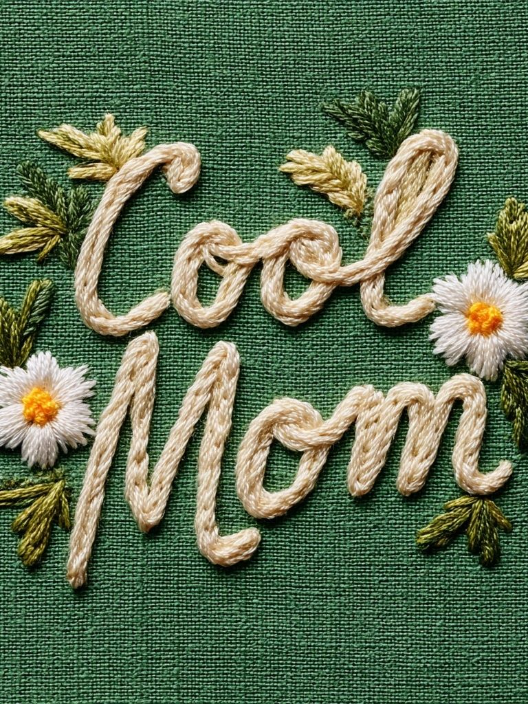 Cool Mom Embroidery Typography Poster. poster detail