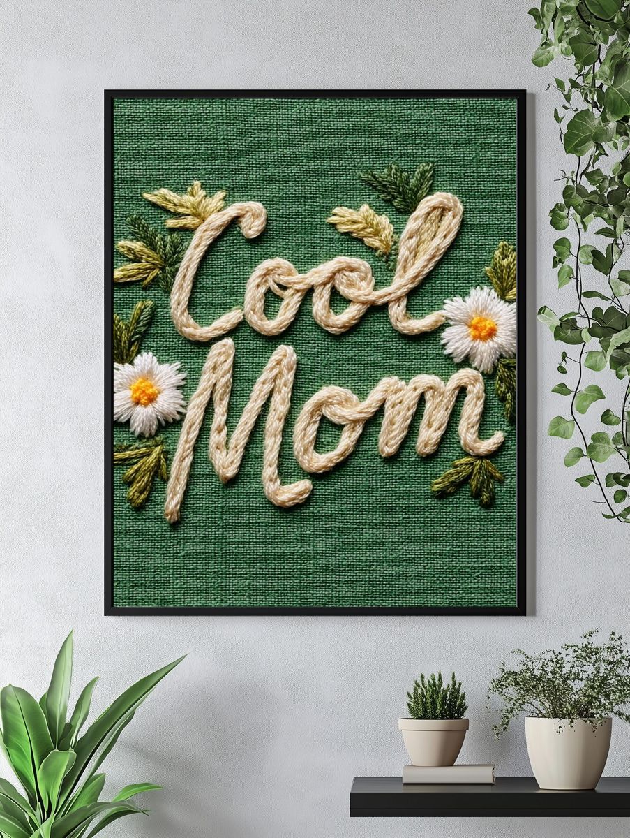 Cool Mom Embroidery Typography Poster. — room view 4