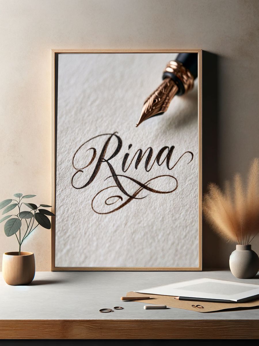 Rina Calligraphy Typography Poster. — room view 2