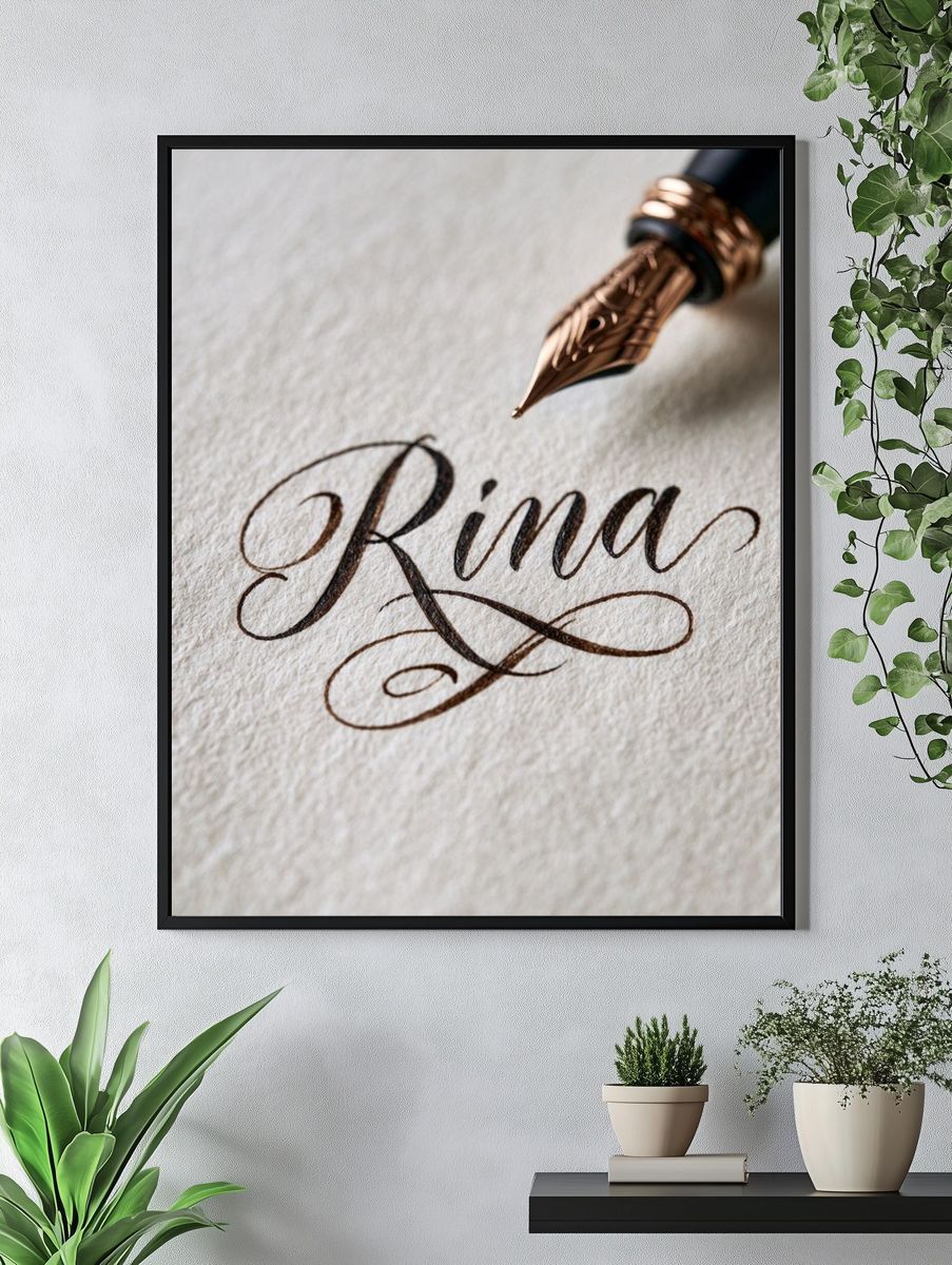 Rina Calligraphy Typography Poster. — room view 4