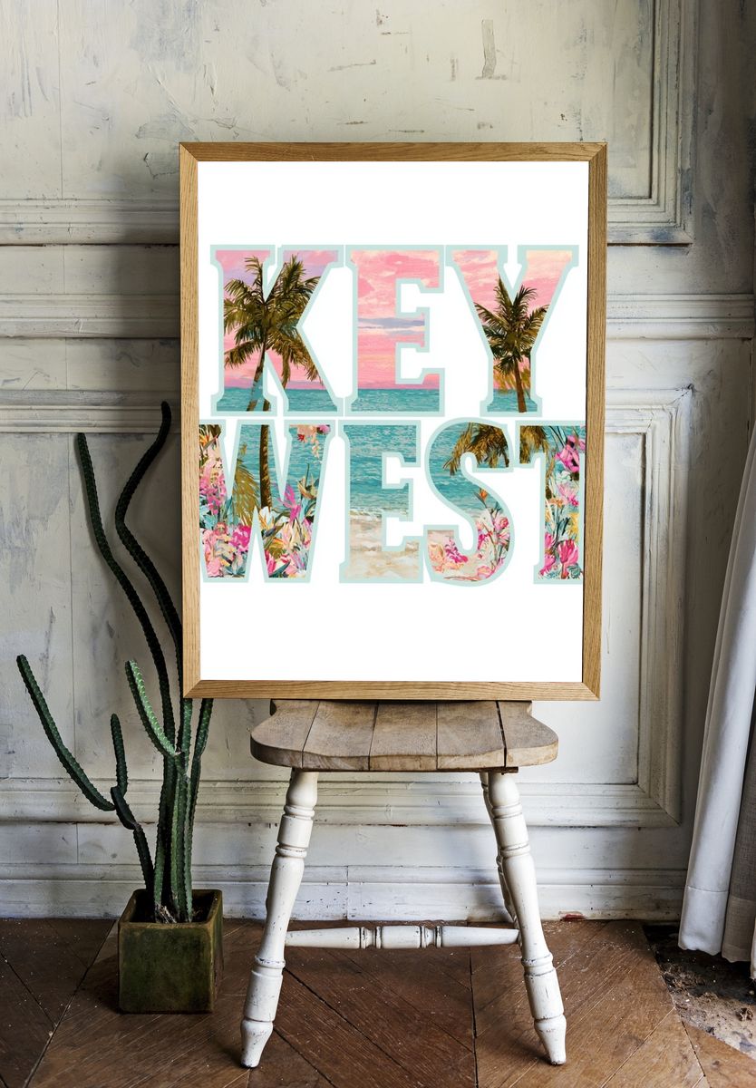 Key West Tropical Typography Poster. — room view 1