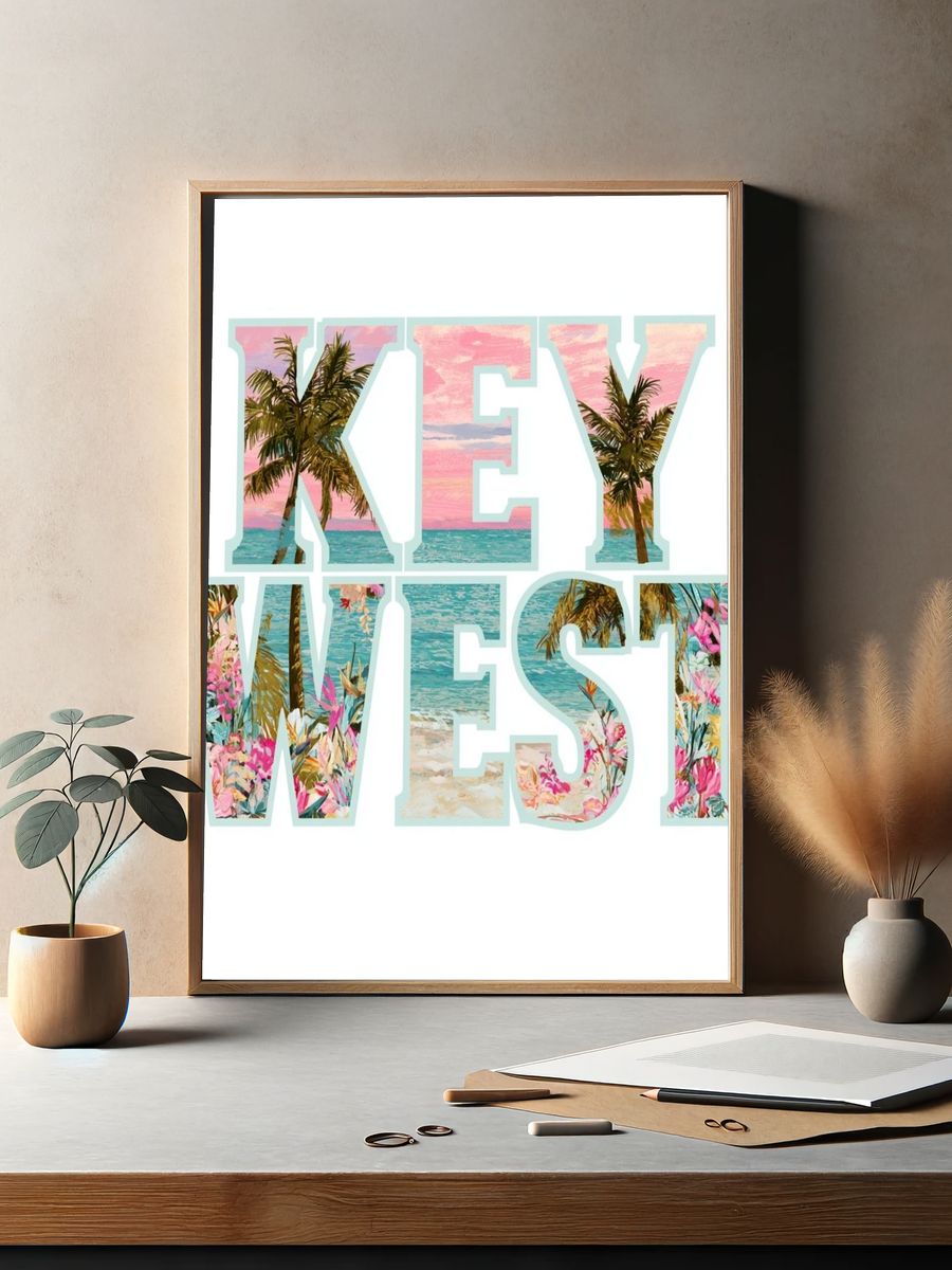 Key West Tropical Typography Poster. — room view 2
