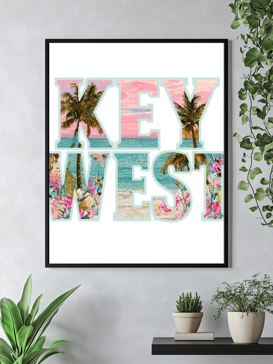 Key West Tropical Typography Poster. — room view 4