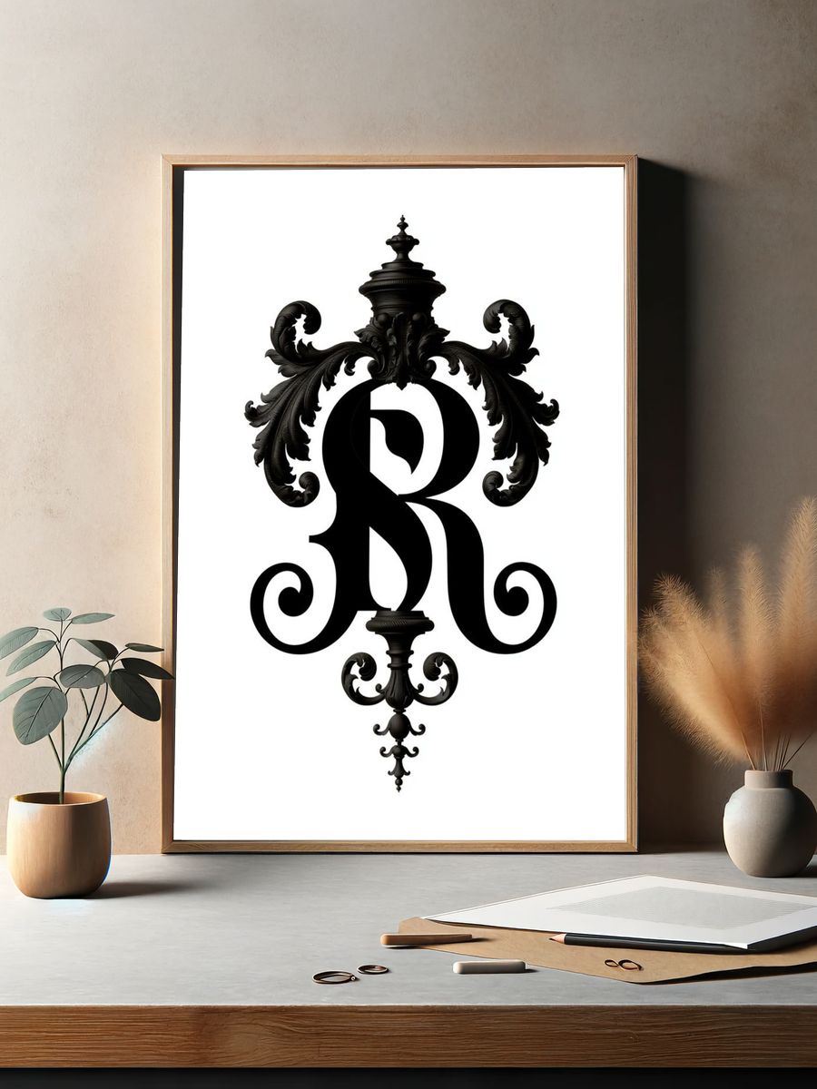 Ornate Monogram R Poster. — room view 2