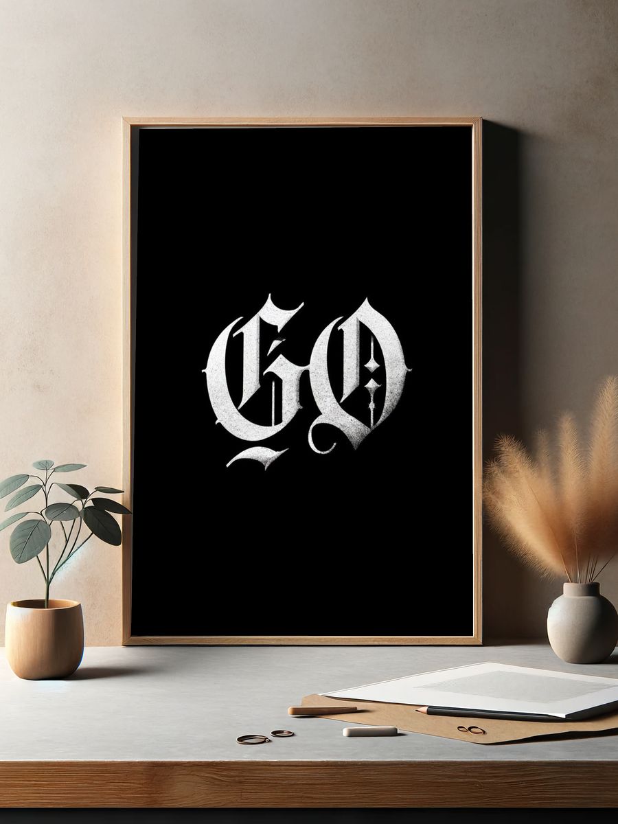 Gothic GO Monogram Typography Poster. — room view 2