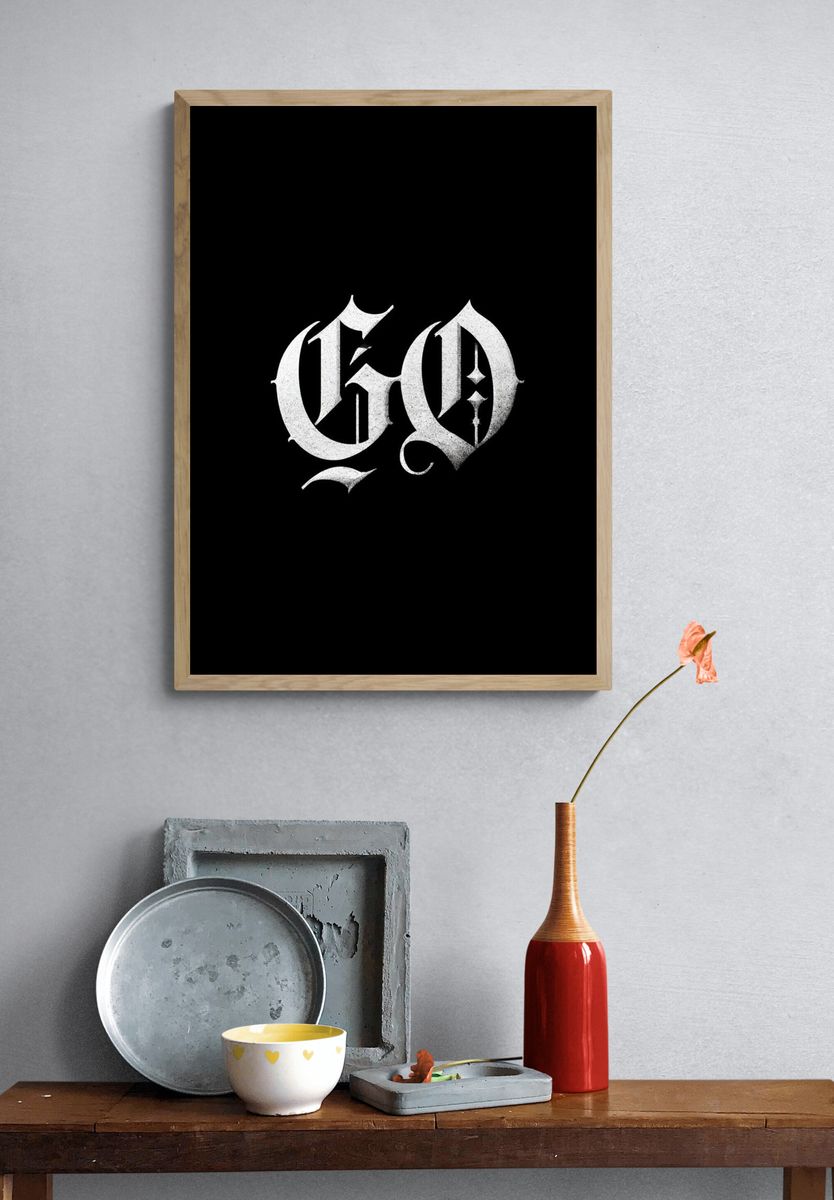 Gothic GO Monogram Typography Poster. — room view 3