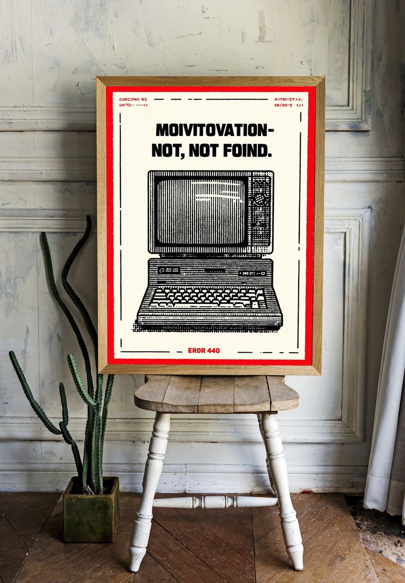 Motivation Not Found Retro Print room preview
