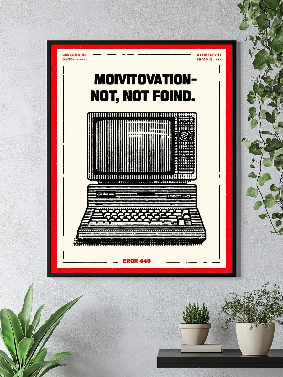 Motivation Not Found Retro Print. — room view 4