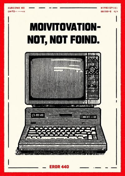 Motivation Not Found Retro Print.