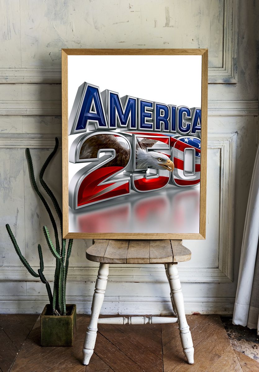 America 250 Patriotic Typography Poster. — room view 1