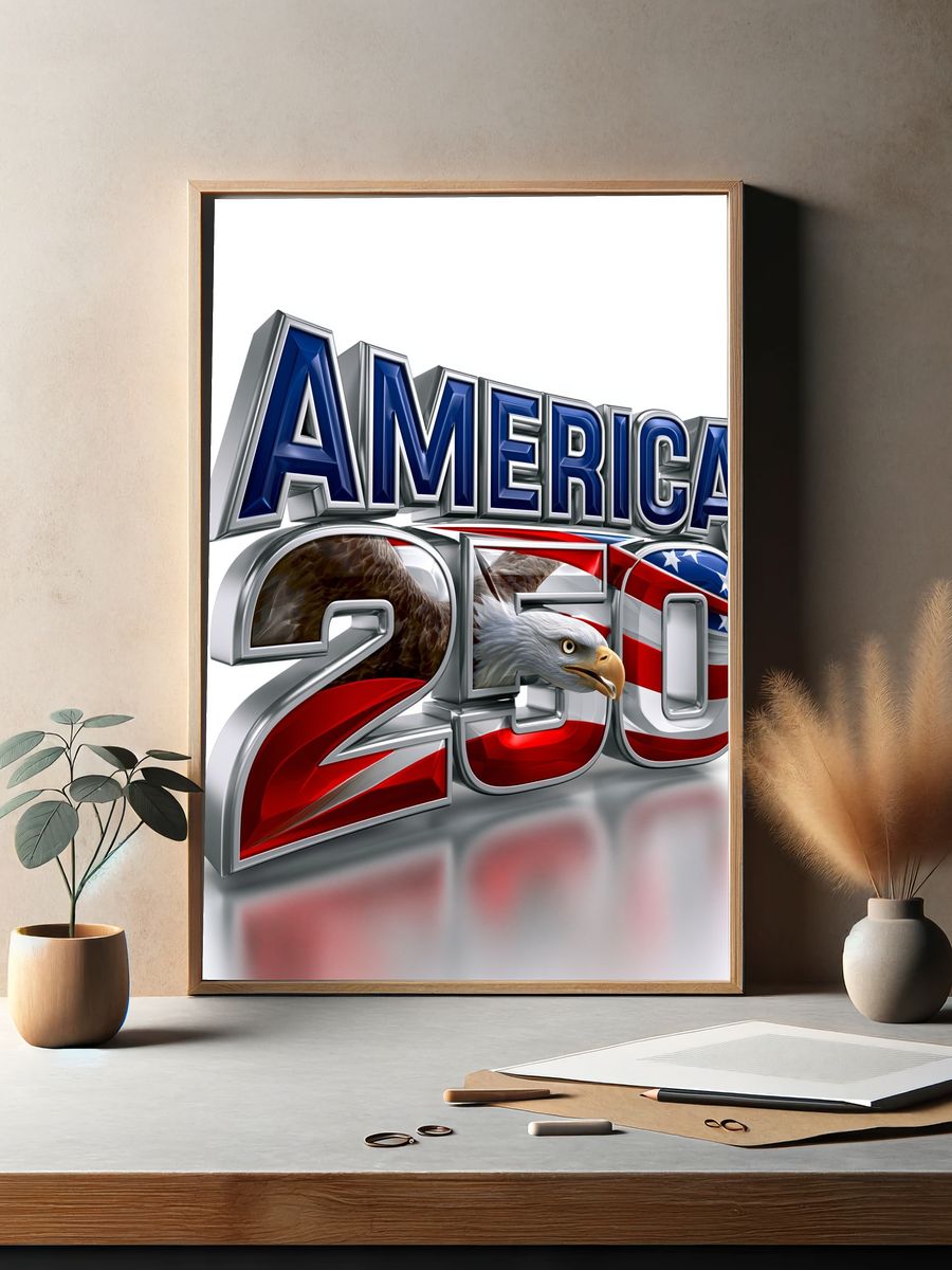 America 250 Patriotic Typography Poster. — room view 2