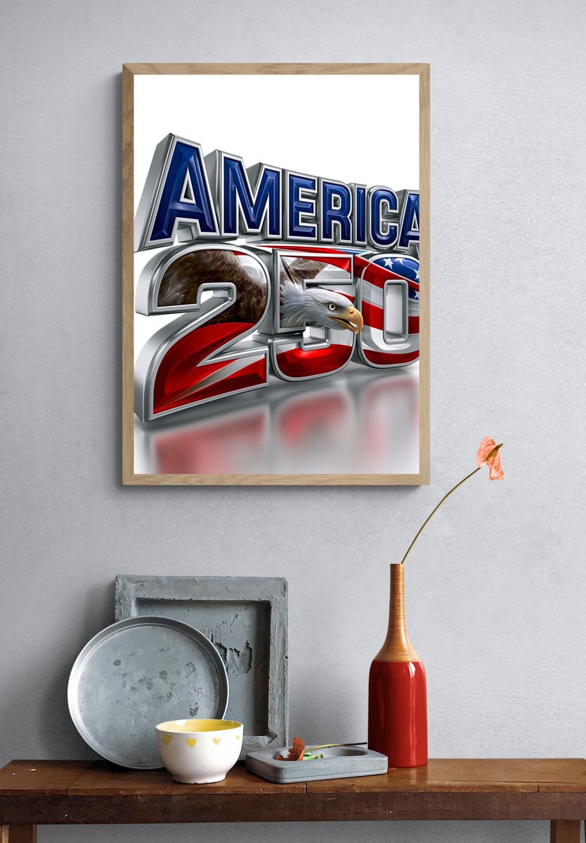 America 250 Patriotic Typography Poster. — room view 3
