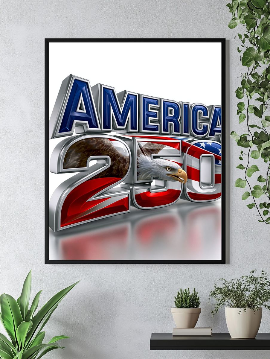 America 250 Patriotic Typography Poster. — room view 4