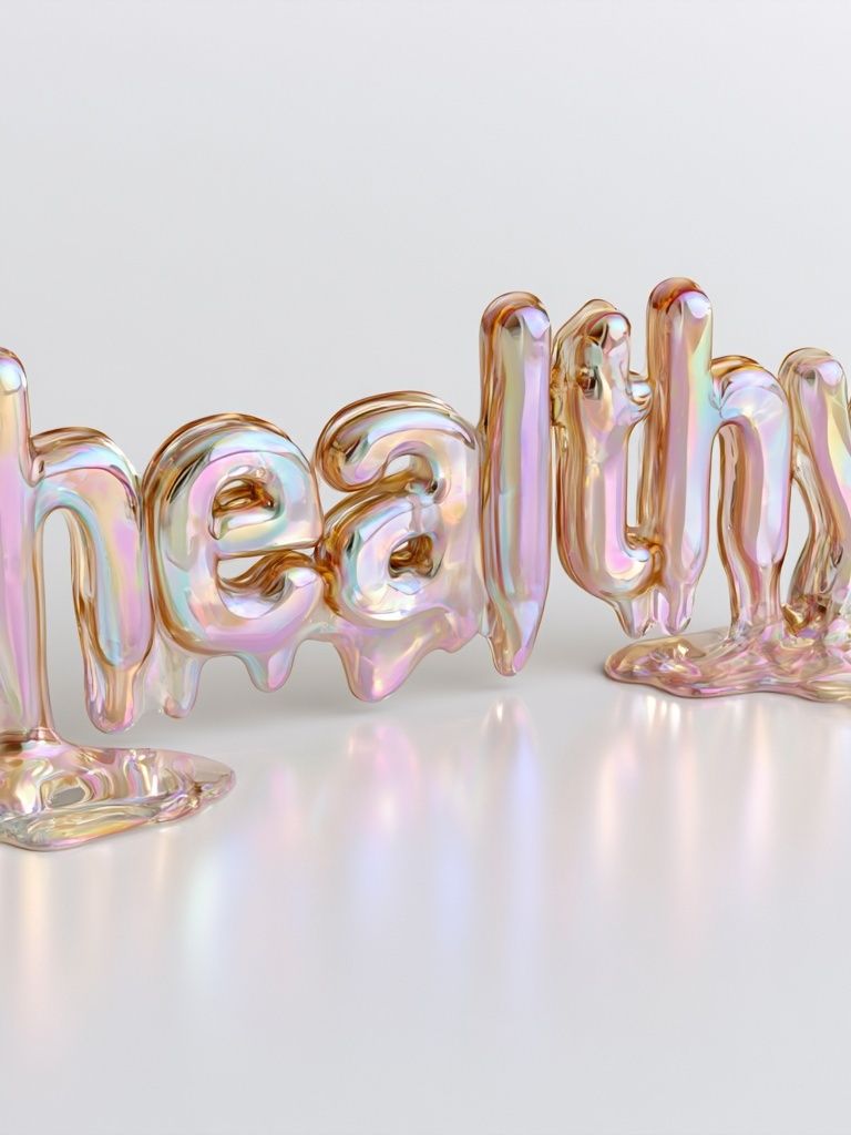 Healthy Iridescent Typography Poster. poster detail
