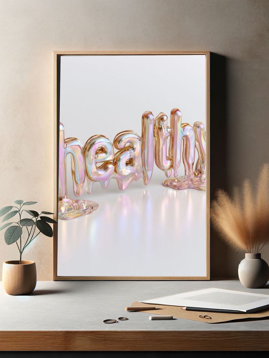 Healthy Iridescent Typography Poster. — room view 2
