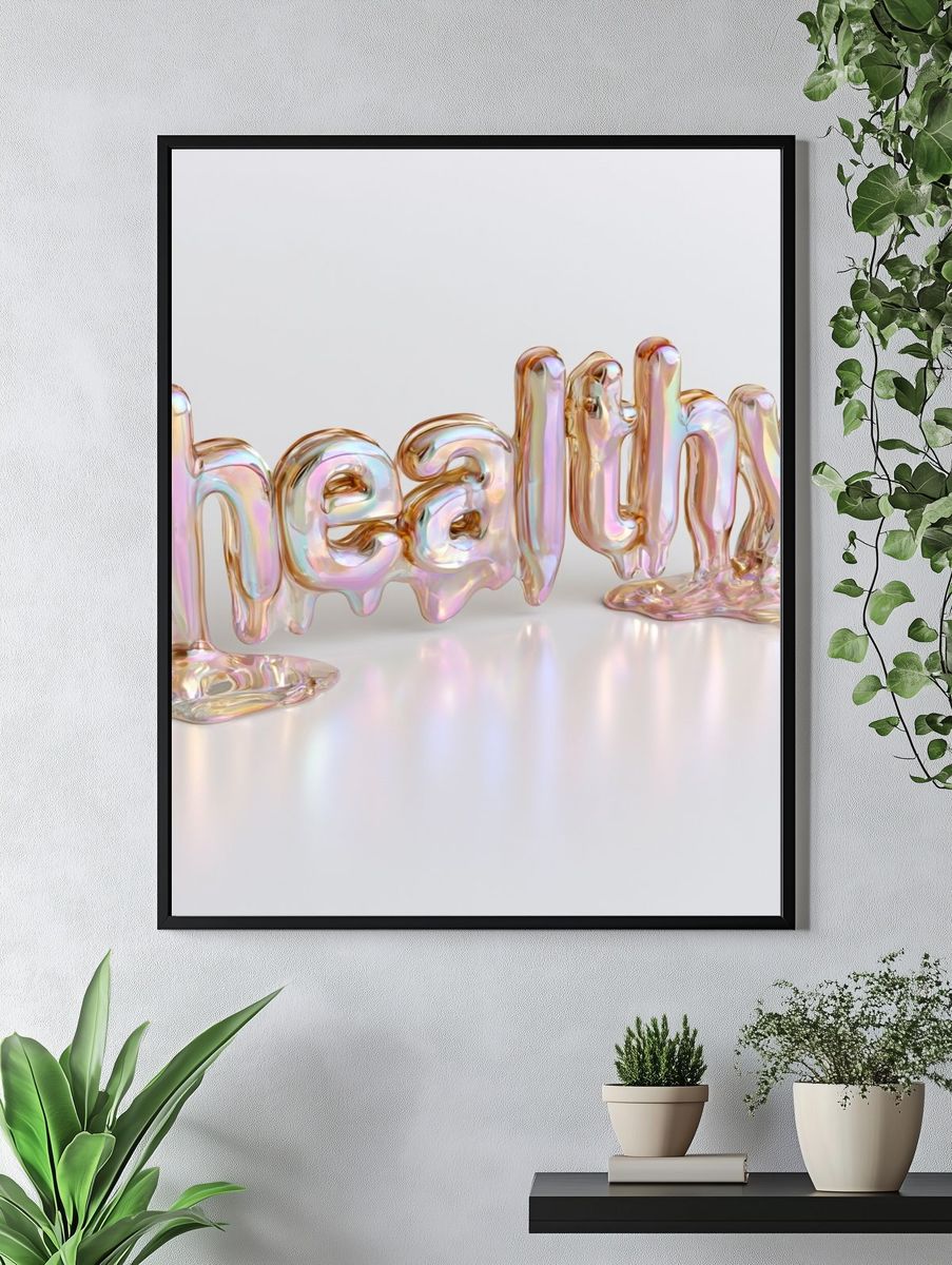 Healthy Iridescent Typography Poster. — room view 4