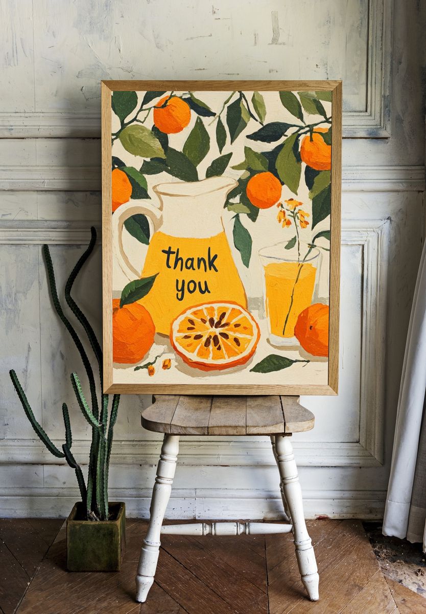 Orange Still Life Typography Poster. room preview
