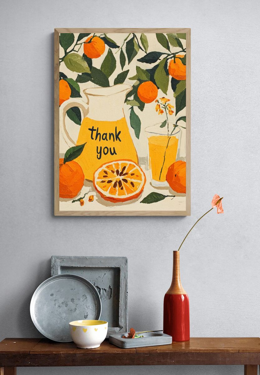 Orange Still Life Typography Poster. — room view 3