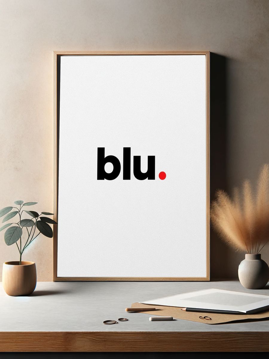 Blu Minimalist Typography Poster. — room view 2