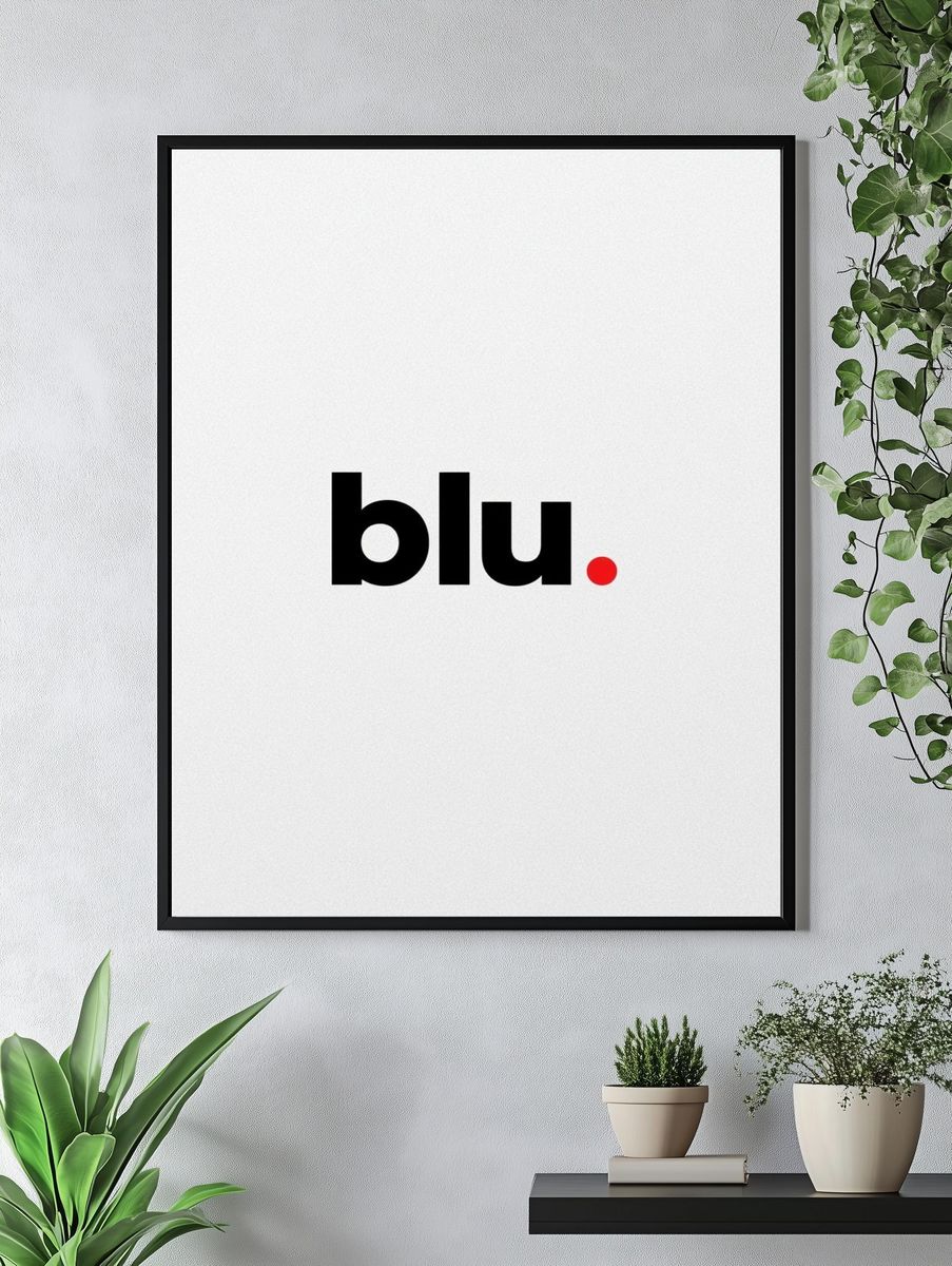 Blu Minimalist Typography Poster. — room view 4