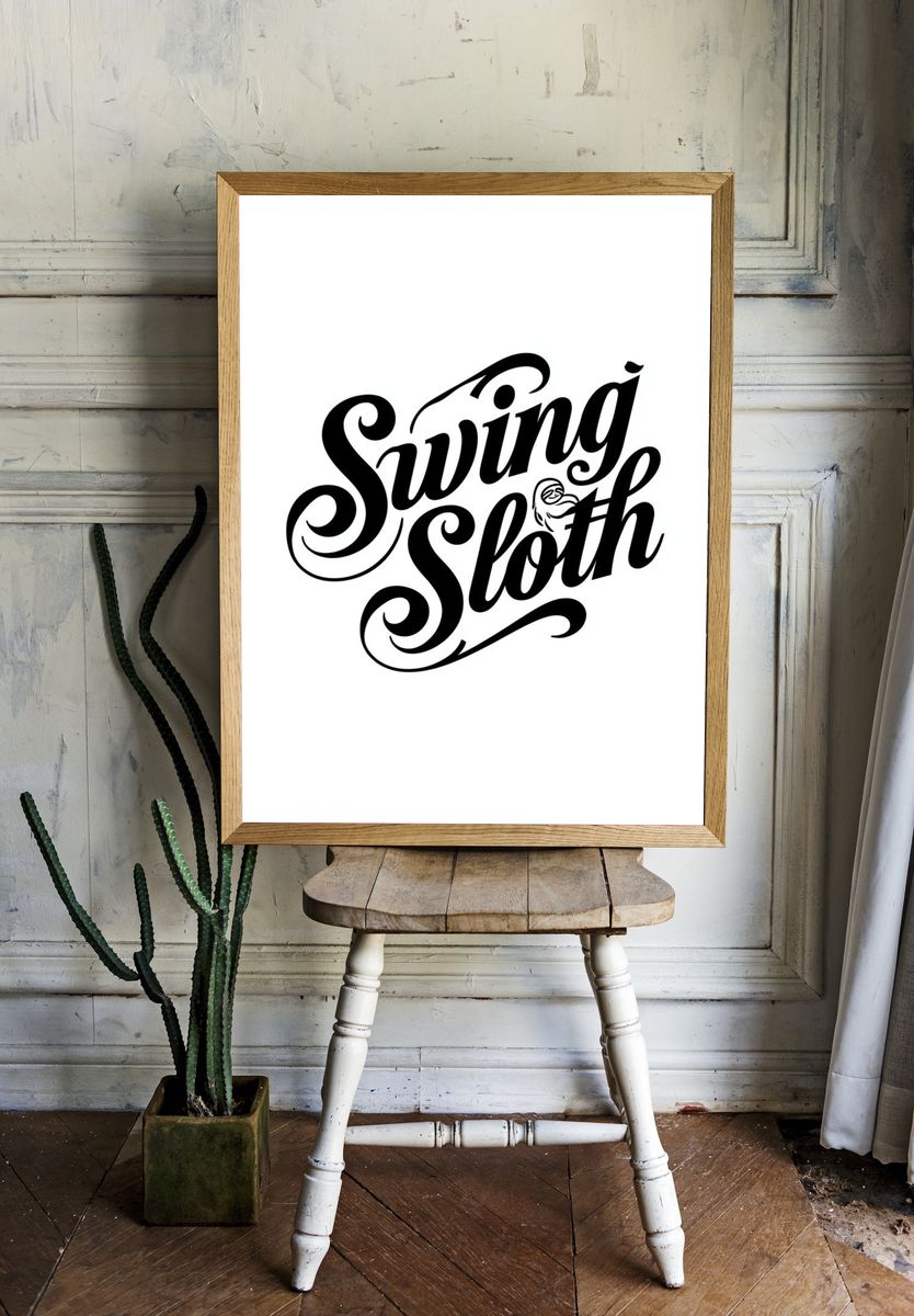Swing Sloth Typography Poster. — room view 1
