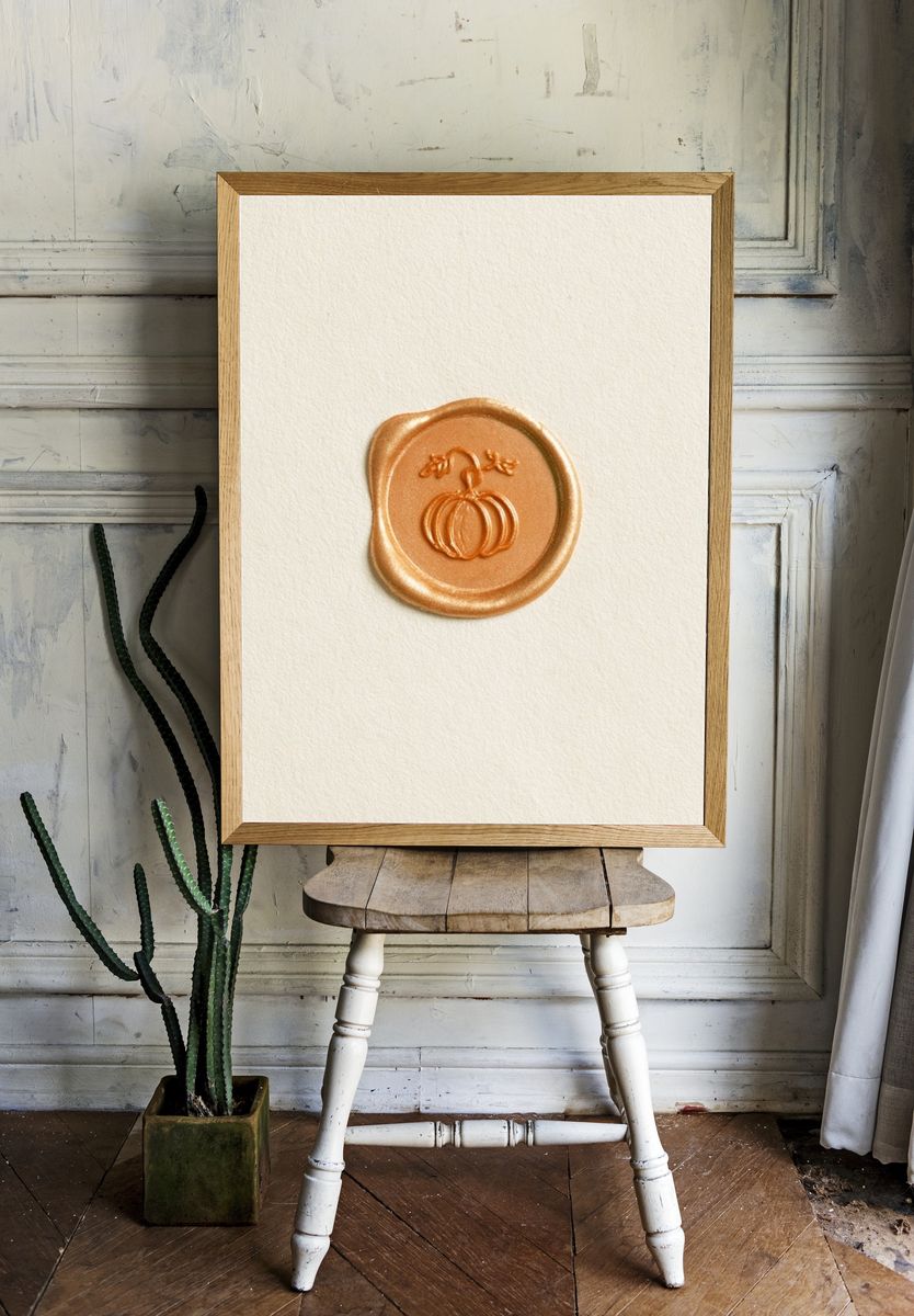 Pumpkin Wax Seal Typography Print. — room view 1