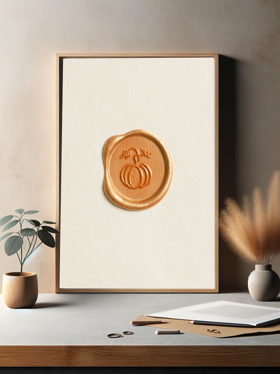 Pumpkin Wax Seal Typography Print. — room view 2