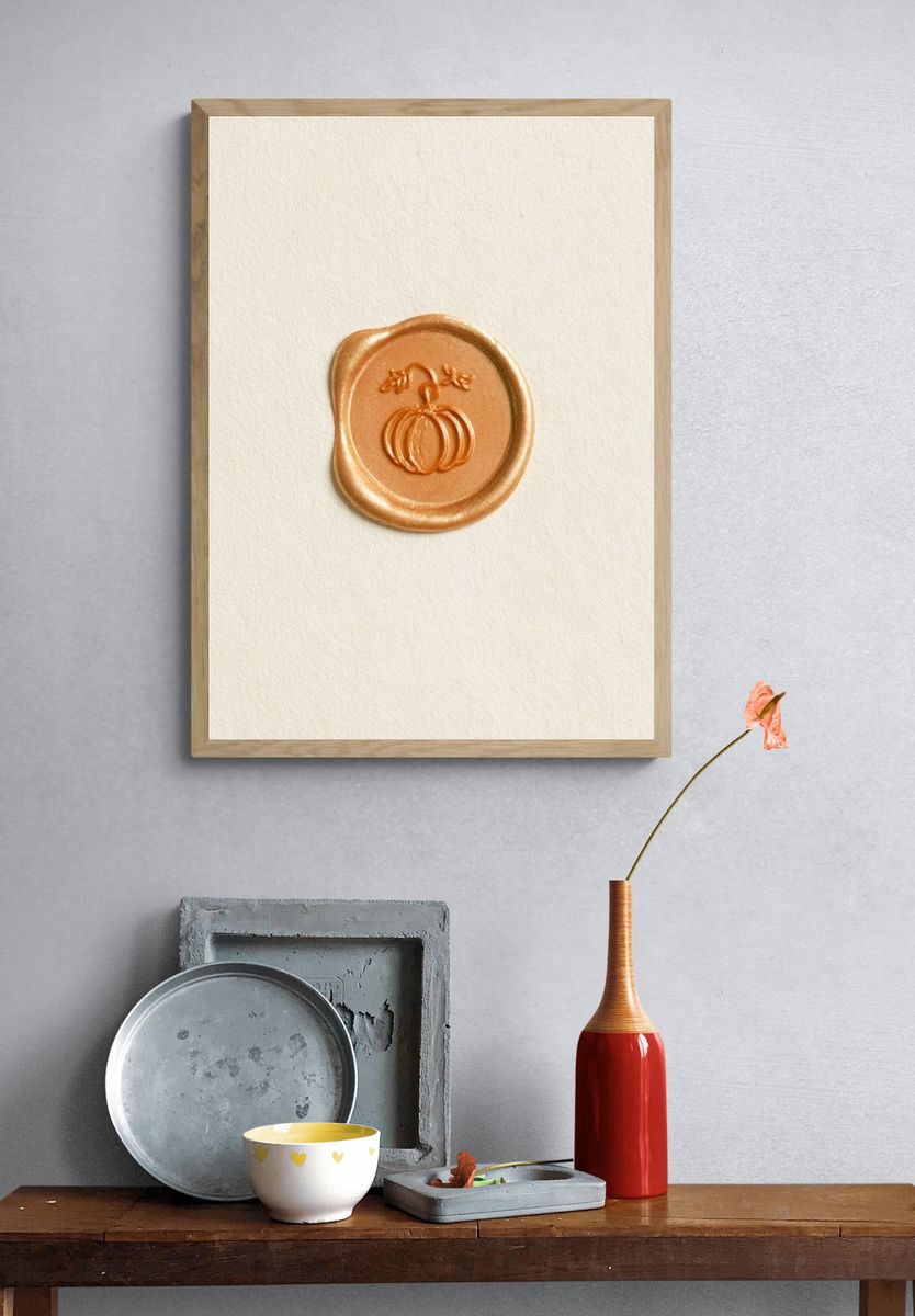 Pumpkin Wax Seal Typography Print. — room view 3