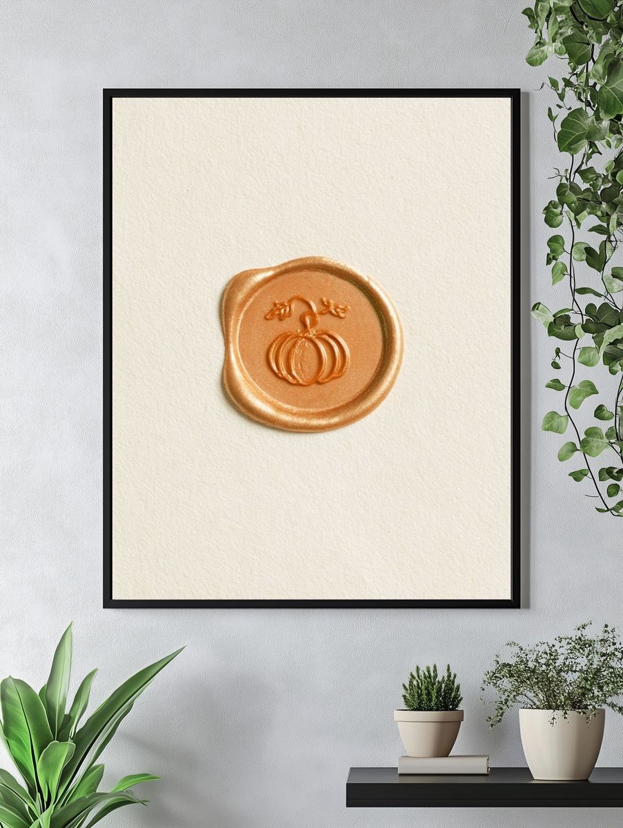 Pumpkin Wax Seal Typography Print. — room view 4