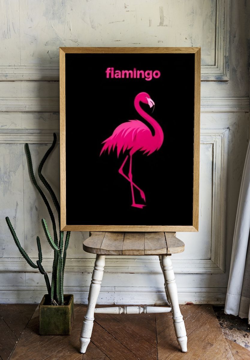 Pink Flamingo Typography Poster. room preview