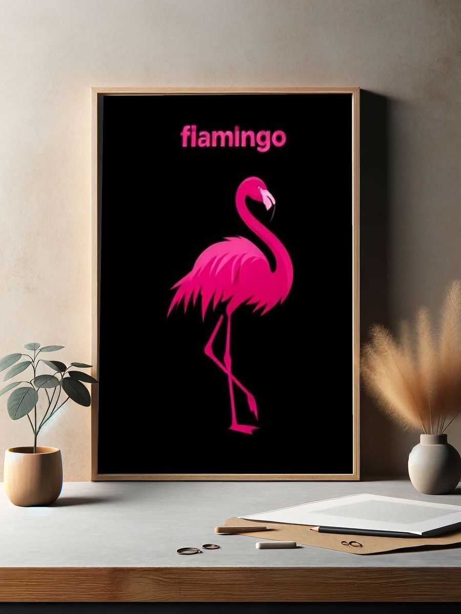 Pink Flamingo Typography Poster. — room view 2