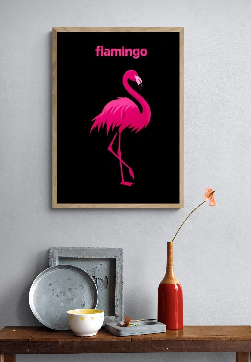 Pink Flamingo Typography Poster. — room view 3